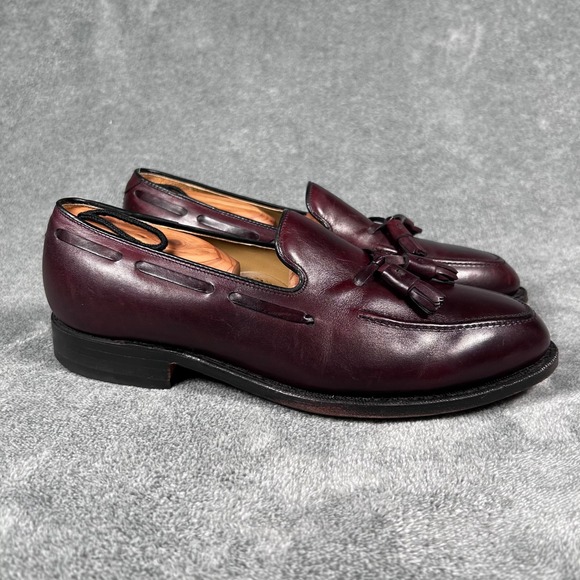 Johnston & Murphy Mens Tassel Loafers Burgundy Leather Dress Shoes 8.5 3E EEE main image 7